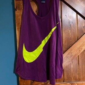 Nike Women's Tank Top in Purple with Yellow Logo